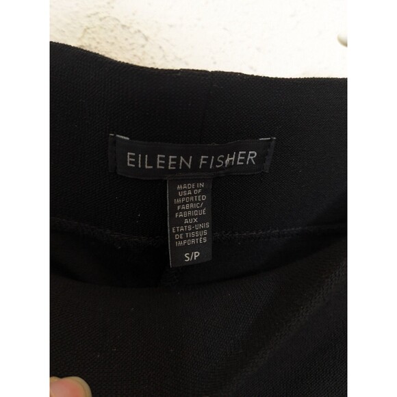 Eileen Fisher Black Work Straight Wide Leg Cropped Ponte Knit Pant Small Pull On - Picture 2 of 5